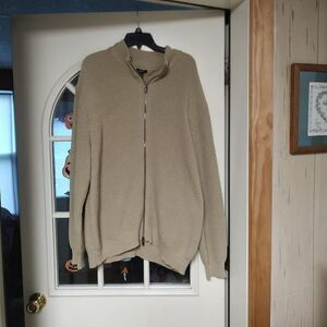 New Alfani Beige Heavy Rib Zip Up Sweater Size Men's XL